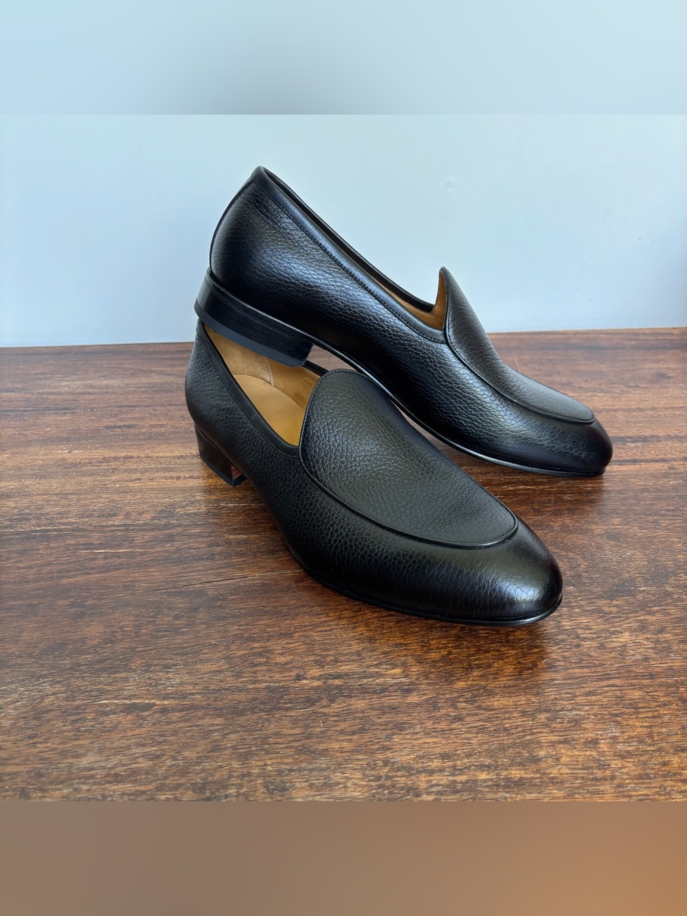 Beckett Simonon Vincent Belgian Loafers Size 9 Black Pebbled Leather, New!